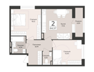 2-к. квартира, 64&nbsp;м²