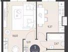 1-к. квартира, 44,3&nbsp;м²
