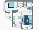 2-к. квартира, 62,5&nbsp;м²