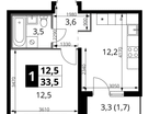 1-к. квартира, 33&nbsp;м²