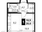 Студия, 28&nbsp;м²