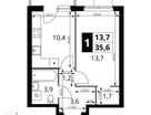 1-к. квартира, 35 м²
