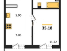 1-к. квартира, 35&nbsp;м²