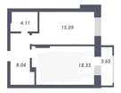 1-к. квартира, 46&nbsp;м²