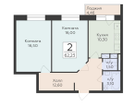 2-к. квартира, 62&nbsp;м²