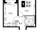 1-к. квартира, 33 м²
