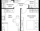 1-к. квартира, 39&nbsp;м²