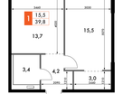 1-к. квартира, 39&nbsp;м²