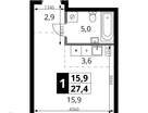 Студия, 27 м²