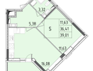 Студия, 39 м²