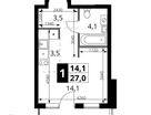 Студия, 27 м²