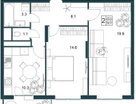 1-к. квартира, 58,3 м²