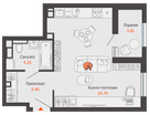 1-к. квартира, 36&nbsp;м²