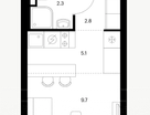 Студия, 21,6&nbsp;м²
