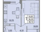 1-к. квартира, 38,1&nbsp;м²