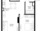 1-к. квартира, 57 м²