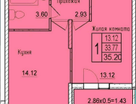 1-к. квартира, 35,2 м²