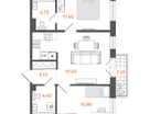 2-к. квартира, 54&nbsp;м²
