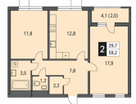 2-к. квартира, 59,2 м²