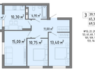 3-к. квартира, 69,5&nbsp;м²