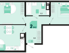 2-к. квартира, 64 м²