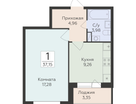 1-к. квартира, 37&nbsp;м²