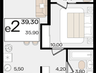 Студия, 39 м²