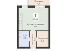 1-к. квартира, 27&nbsp;м²