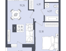 1-к. квартира, 43&nbsp;м²