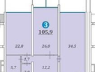 3-к. квартира, 105,9&nbsp;м²