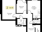 2-к. квартира, 66&nbsp;м²