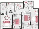 4-к. квартира, 107 м²