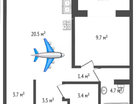 1-к. квартира, 47,1 м²