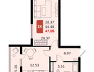 1-к. квартира, 46&nbsp;м²