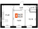 2-к. квартира, 53&nbsp;м²