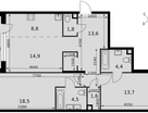 3-к. квартира, 84&nbsp;м²