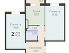2-к. квартира, 59&nbsp;м²