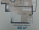 1-к. квартира, 40&nbsp;м²