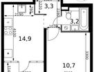 1-к. квартира, 32 м²