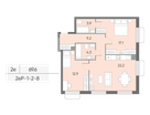 2-к. квартира, 69&nbsp;м²