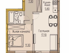 1-к. квартира, 41,5&nbsp;м²