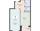 1-к. квартира, 39 м²