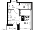 Студия, 28 м²