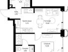 1-к. квартира, 39&nbsp;м²
