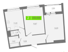2-к. квартира, 59&nbsp;м²