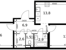2-к. квартира, 54&nbsp;м²