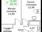 1-к. квартира, 38&nbsp;м²