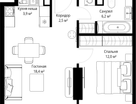 1-к. квартира, 43&nbsp;м²