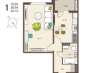 1-к. квартира, 40,7&nbsp;м²