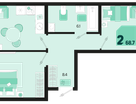 2-к. квартира, 68&nbsp;м²